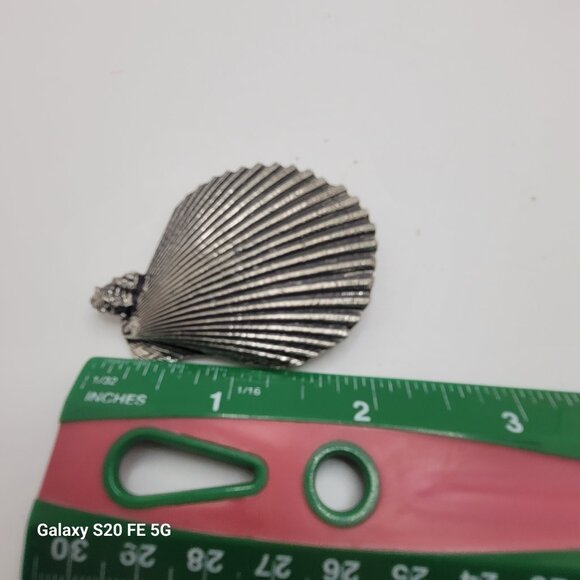 Vintage Seashell Pin Brooch SEAGULL PEWTER Canada 2 Inch - Picture 4 of 5